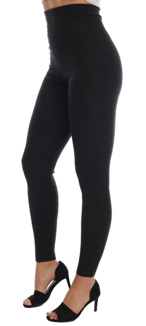 Dolce & Gabbana Graue gerippte Kaschmir-Stretch-Strumpfhose