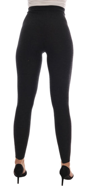 Dolce & Gabbana Graue gerippte Kaschmir-Stretch-Strumpfhose