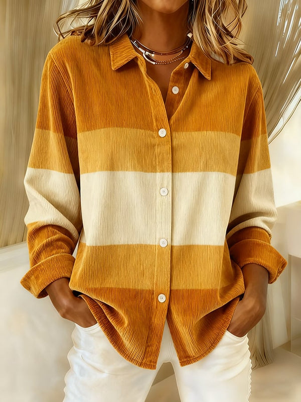 Winter Cordhemd Damen Oversize Karamell Creme warm & chic