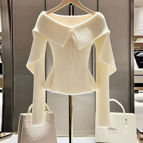 Vintage Ivory Langarm-Pullover - Ihr stilvoller Begleiter für den Herbst