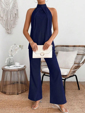 Navy Ärmelloses Zweiteiliges Set - Herbstsfrische Eleganz für jeden Anlass