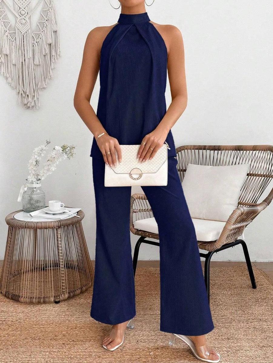 Navy Ärmelloses Zweiteiliges Set - Herbstsfrische Eleganz für jeden Anlass
