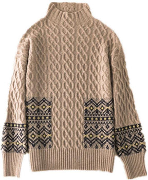 Herbstlicher High Neck Cable-Knit Sweater - Stylisch, Gemütlich & Einzigartig