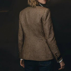 Winter Retro Blazer Braun tailliert warm für Damen