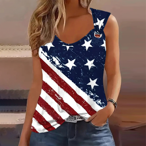 Winter USA V-Neck Top – ärmellos, vintage & layerfreundlich
