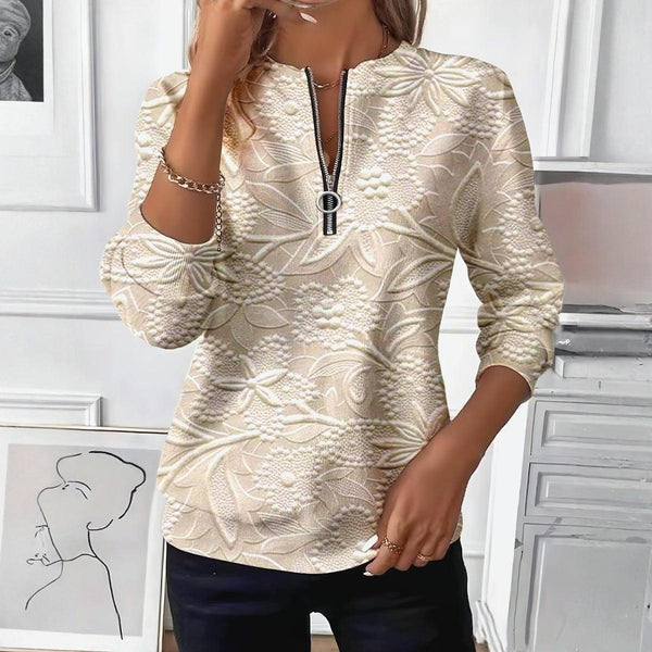 Stylish Apricot Long Sleeve Top - Herbstsfrisches & Elegantes Oberteil