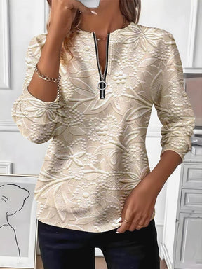 Stylish Apricot Long Sleeve Top - Herbstsfrisches & Elegantes Oberteil