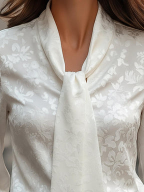 Herbstliche Vintage Floral Print Krawattenkragen Bluse - Elegant & Vielseitig