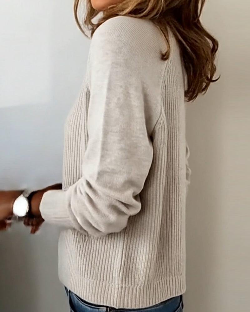 Herbstlicher Chic Ribbed Henley Sweater - Eleganz & Wärme für kühle Tage