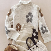Herbstlicher Modern Long Sleeve Floral Print Sweater - Stil trifft Komfort