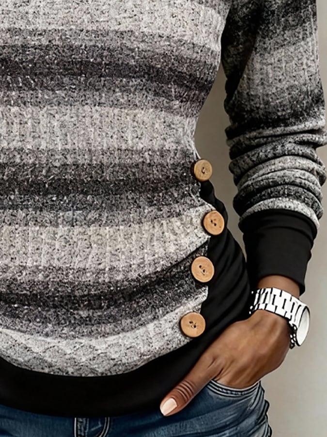 Damen Winter Strick Sweatshirt Schalkragen Grau Kuschelpullover