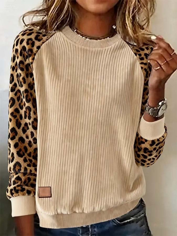 Winter Cord Sweatshirt Damen mit Leoärmeln – warm & stylisch