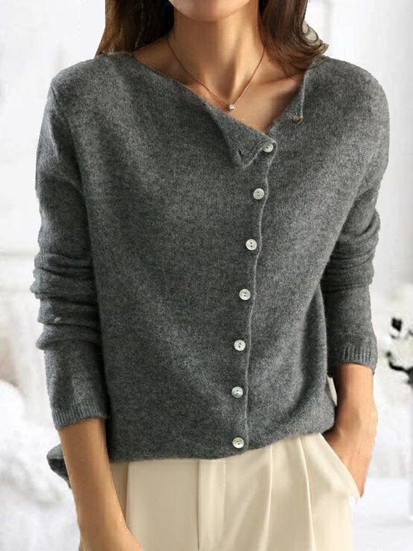 Kuscheliger Herbst-Chic: Simple Plain Long Sleeve Sweater in Baumwolle