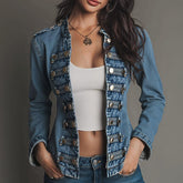 Denim Long Sleeve Outerwear - Stylischer Übergangsjacke für den Herbst