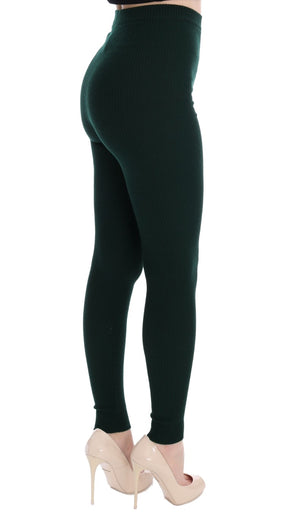 Dolce & Gabbana Grüne Woll-Stretch-Strumpfhose