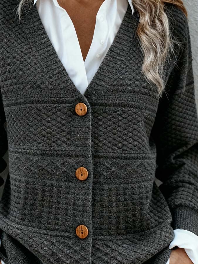 Warmer Damen Cardigan Anthrazit – Lässiger Winter Strickmantel