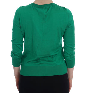 Dolce & Gabbana Grüner Seiden-Kristall-Bananen-Pullover