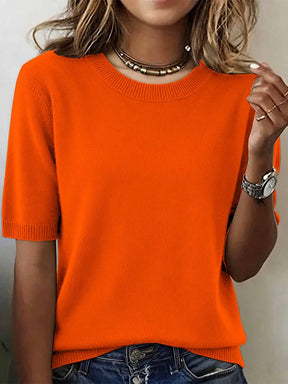 Winter Rundhals-Sweater Weiß kurzarm – eleganter Layering-Pullover