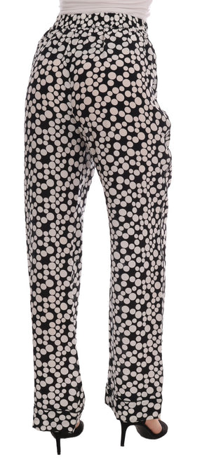 Dolce & Gabbana Schwarz Weiß Polka Dottes Seidenhosen