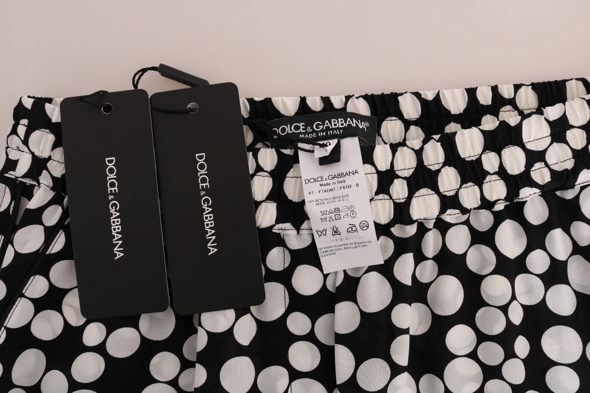 Dolce & Gabbana Schwarz Weiß Polka Dottes Seidenhosen