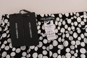 Dolce & Gabbana Schwarz Weiß Polka Dottes Seidenhosen