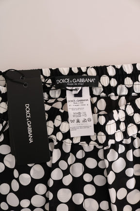 Dolce & Gabbana Schwarz Weiß Polka Dottes Seidenhosen