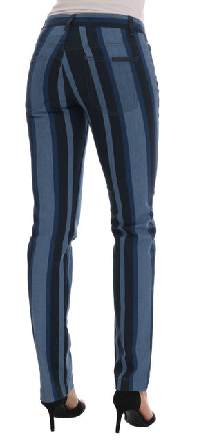 Dolce & Gabbana Blaue GIRLY Jeans aus gestreifter Baumwolle