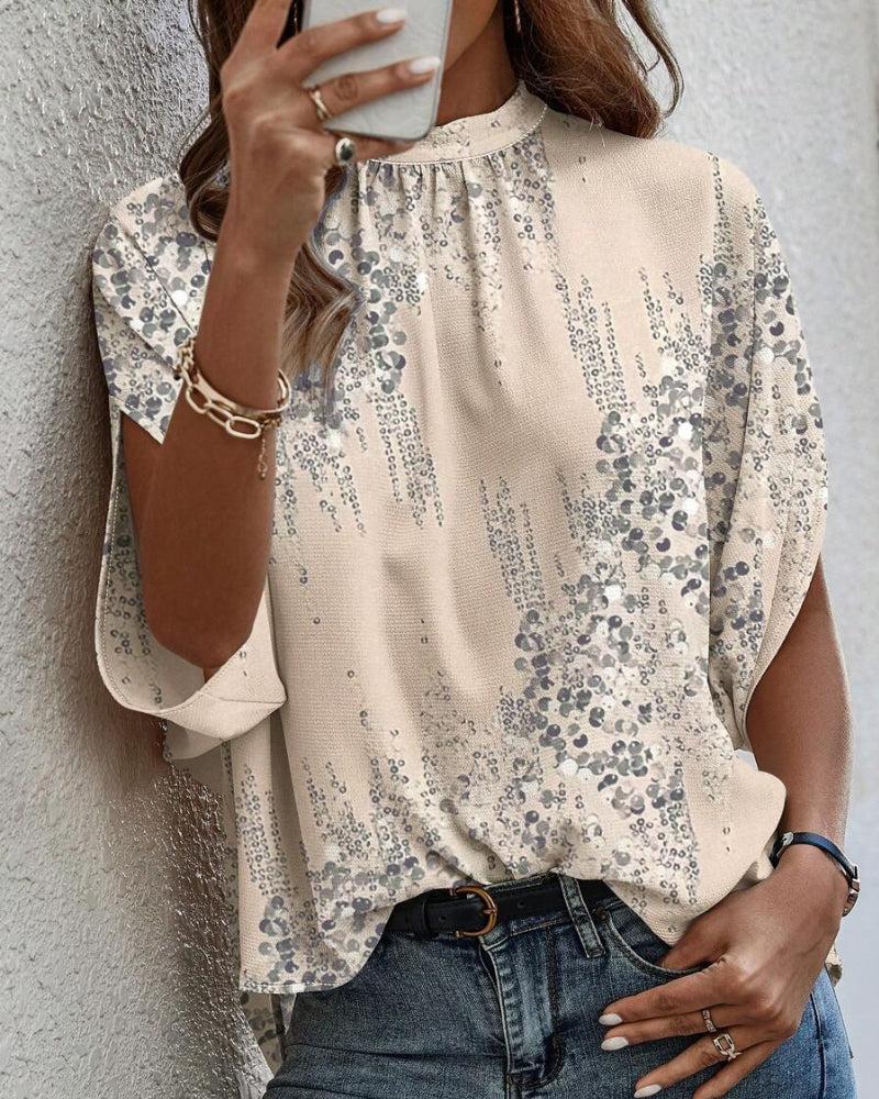 Winter Damen Top Apricot Kurzarm elegant für Layering