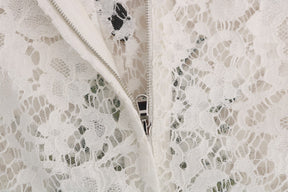 Dolce & Gabbana Weiße Bluse aus kristallbesetzter Spitze