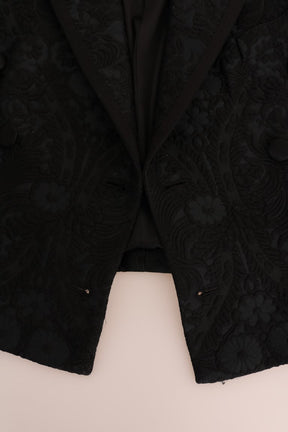 Dolce & Gabbana Schwarze Brokat-Blazer-Jacke