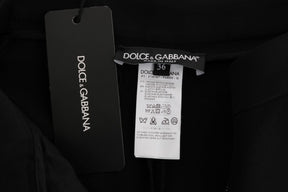 Dolce & Gabbana Schwarze Stretch-Caprihose mit rosa Streifen