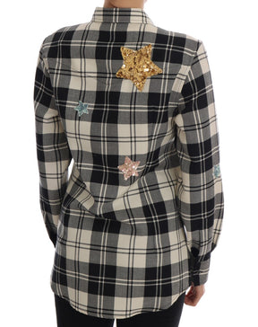 Dolce & Gabbana Schwarz Weiß Märchen Kristall Shirt