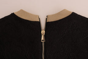 Dolce & Gabbana Schwarzer Märchen-Brokat-Reißverschluss-Pullover