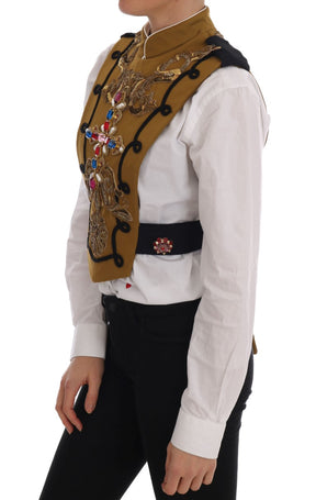 Dolce & Gabbana Gelbe Kristallkreuz-Weste Jacke