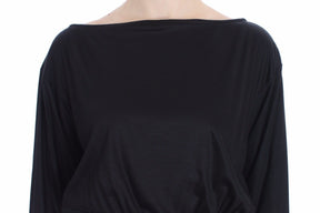 Versace Jeans Schwarzes Modal-Seiden-Shift-Kniekleid
