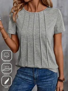 Vielseitiges Grey Short Sleeve Plain Top - Stilvoll & Komfortabel für den Herbst