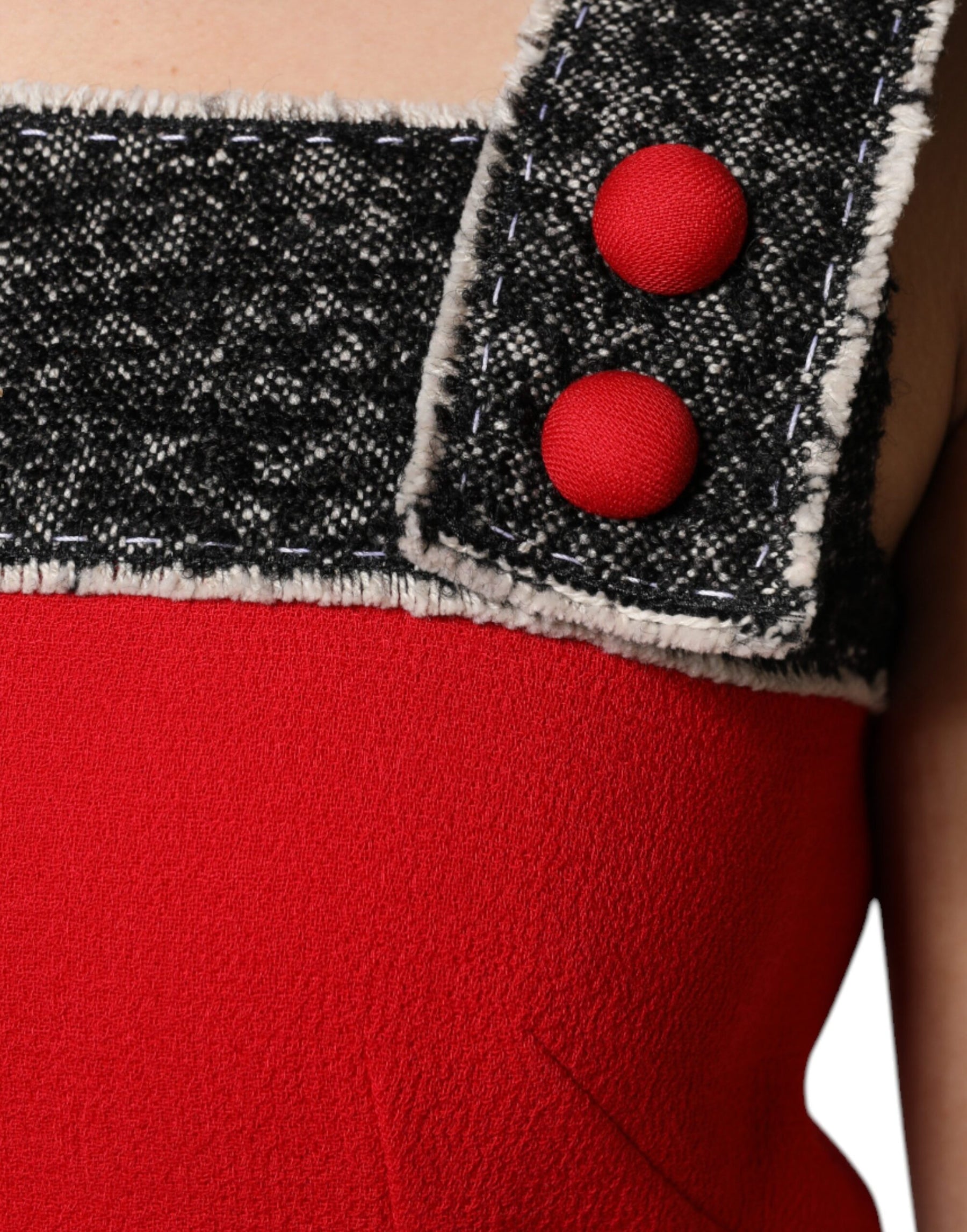 Dolce & Gabbana Rotes ärmelloses Minikleid aus Wolle in ausgestellter A-Linie