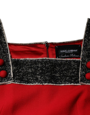 Dolce & Gabbana Rotes ärmelloses Minikleid aus Wolle in ausgestellter A-Linie