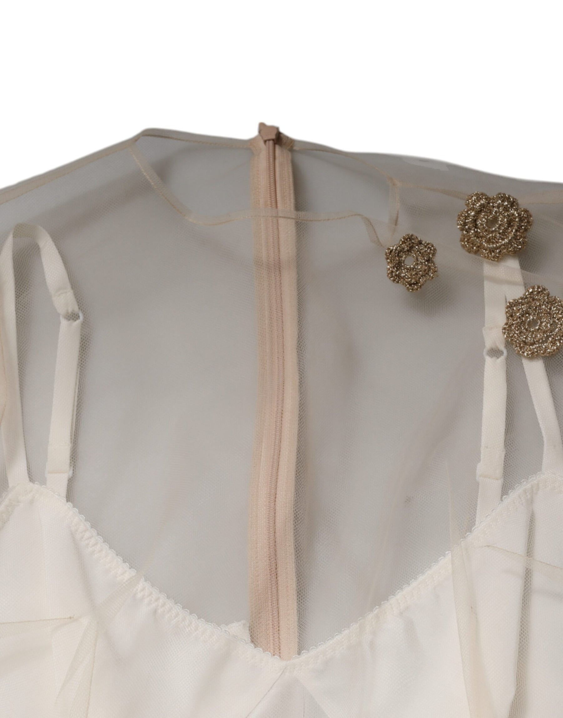 Dolce & Gabbana Weißes durchsichtiges Tüll-Bustier Bodycon Midikleid