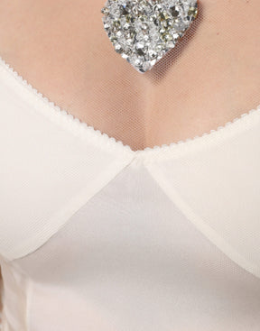Dolce & Gabbana Weißes durchsichtiges Tüll-Bustier Bodycon Midikleid