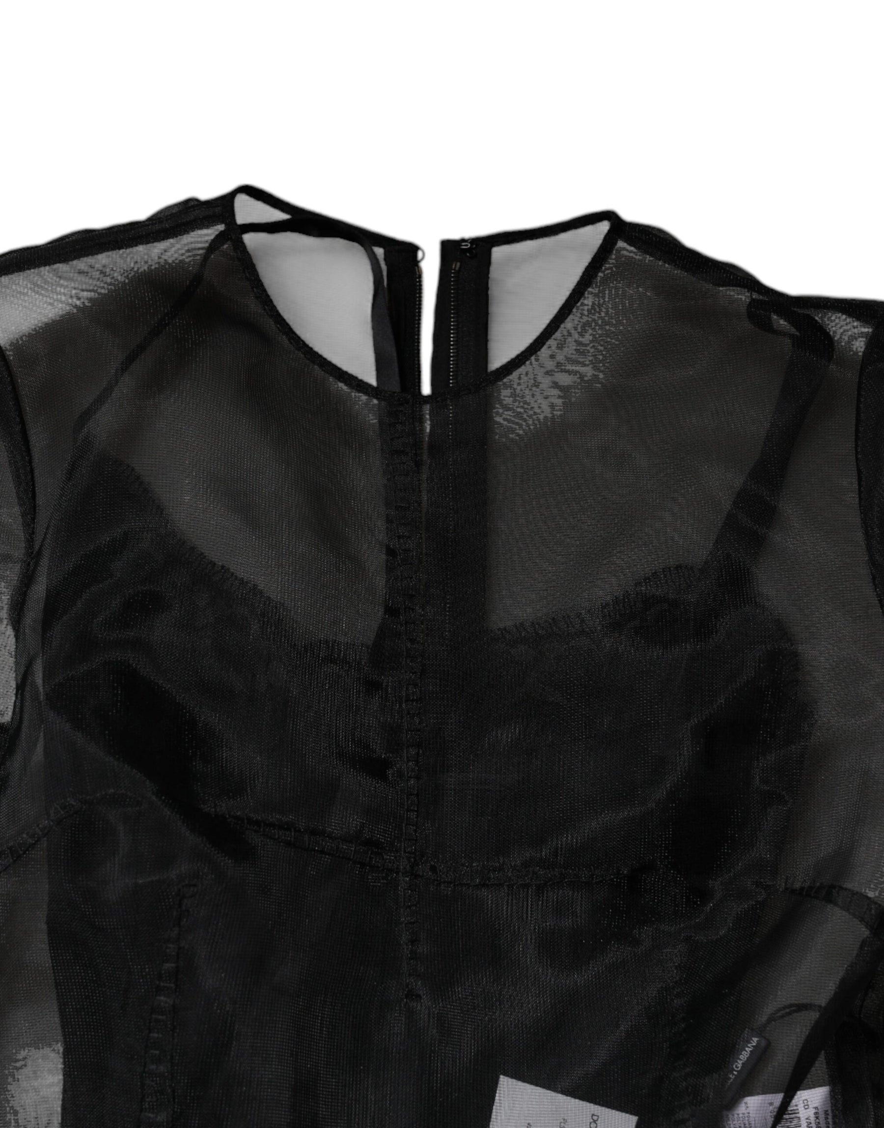 Dolce & Gabbana Schwarzes Tüll A-Linie Midi Cocktailkleid Kleid