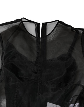 Dolce & Gabbana Schwarzes Tüll A-Linie Midi Cocktailkleid Kleid