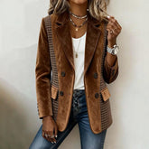 Retro Brown Plaid Long Sleeve Blazer: Eleganter Winterbegleiter mit Vintage-Charme
