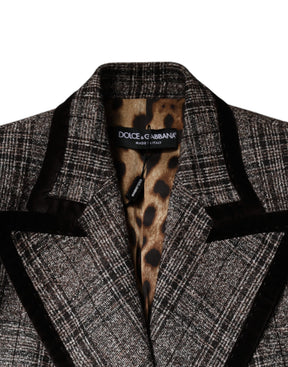 Dolce & Gabbana Brauner karierter Mantel mit langen Ärmeln und verkürzter Jacke