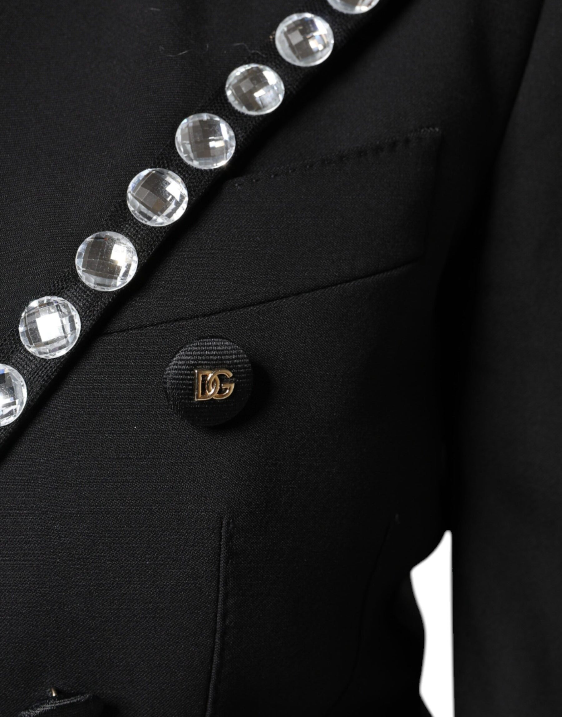 Dolce & Gabbana Schwarzer Crystal Double Breasted Blazer Jacke