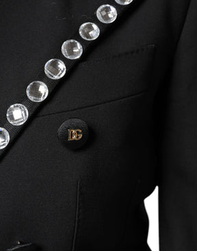 Dolce & Gabbana Schwarzer Crystal Double Breasted Blazer Jacke