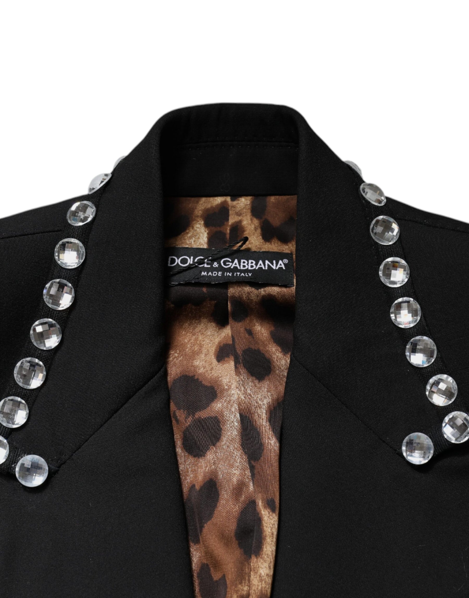 Dolce & Gabbana Schwarzer Crystal Double Breasted Blazer Jacke
