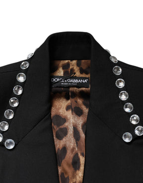 Dolce & Gabbana Schwarzer Crystal Double Breasted Blazer Jacke