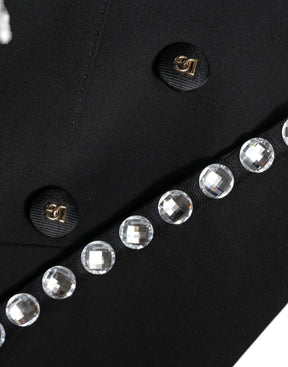 Dolce & Gabbana Schwarzer Crystal Double Breasted Blazer Jacke