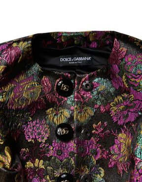 Dolce & Gabbana Gekürzte Jacke aus mehrfarbigem Blumen-Jacquard